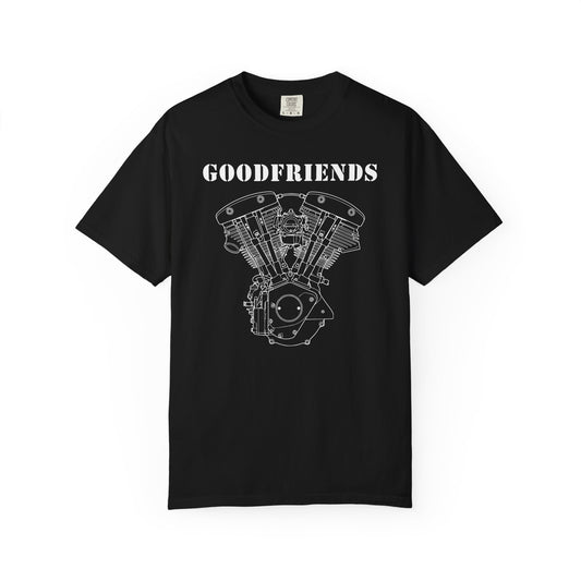 Goodfriends Shovelhead Engine Short Sleeve Tee — "Need Money For Chopper" Back Graphic