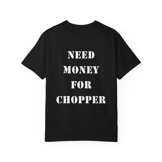 Goodfriends Shovelhead Engine Short Sleeve Tee — "Need Money For Chopper" Back Graphic